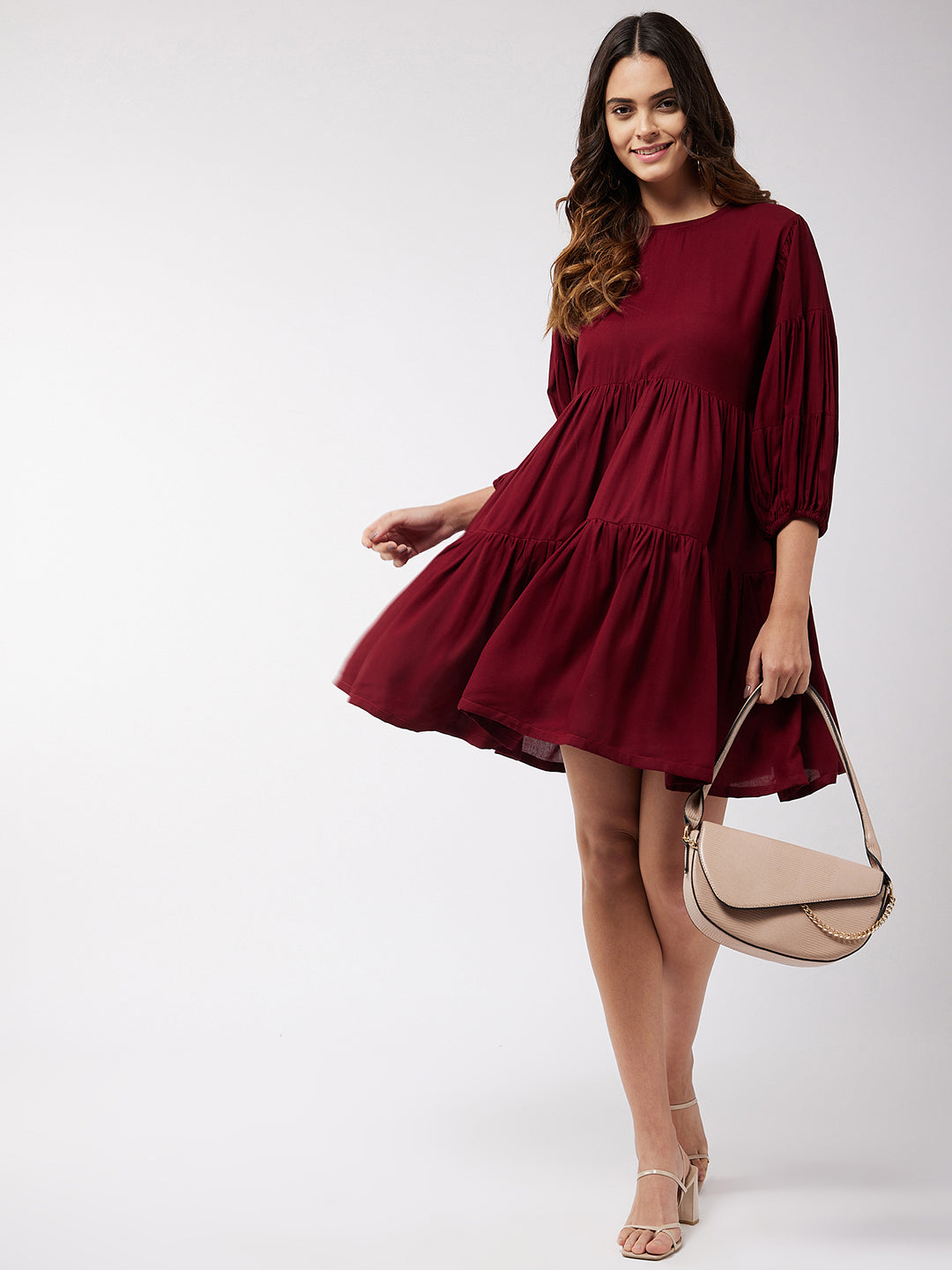 Barn Red Flared Short Dress