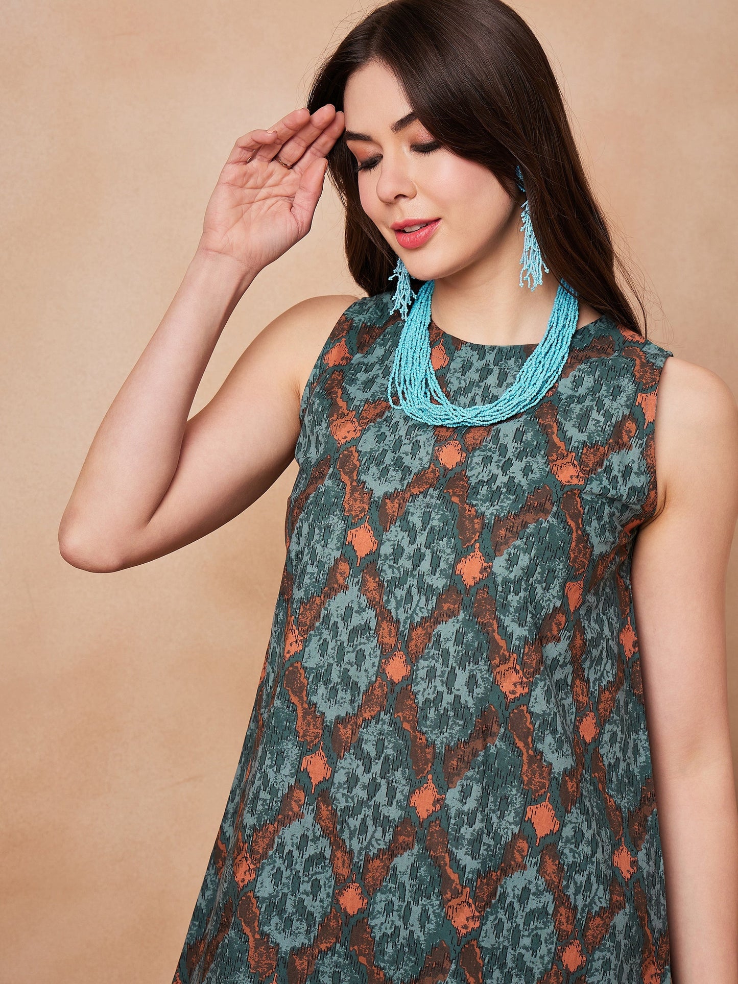Aqua Pearl Abstract Printed Coords Set