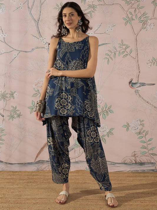 PEACOCK TEAL ROSE LEAF STRAPPY SET