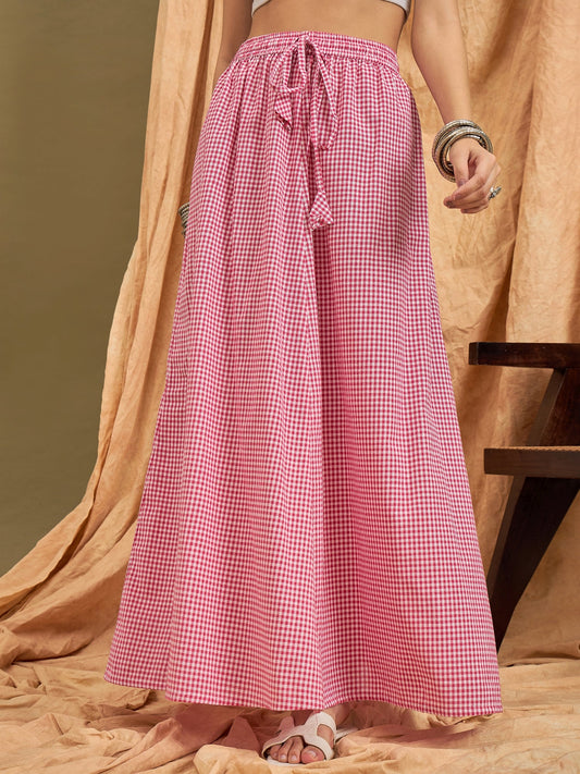 Pink Small Check Skirt