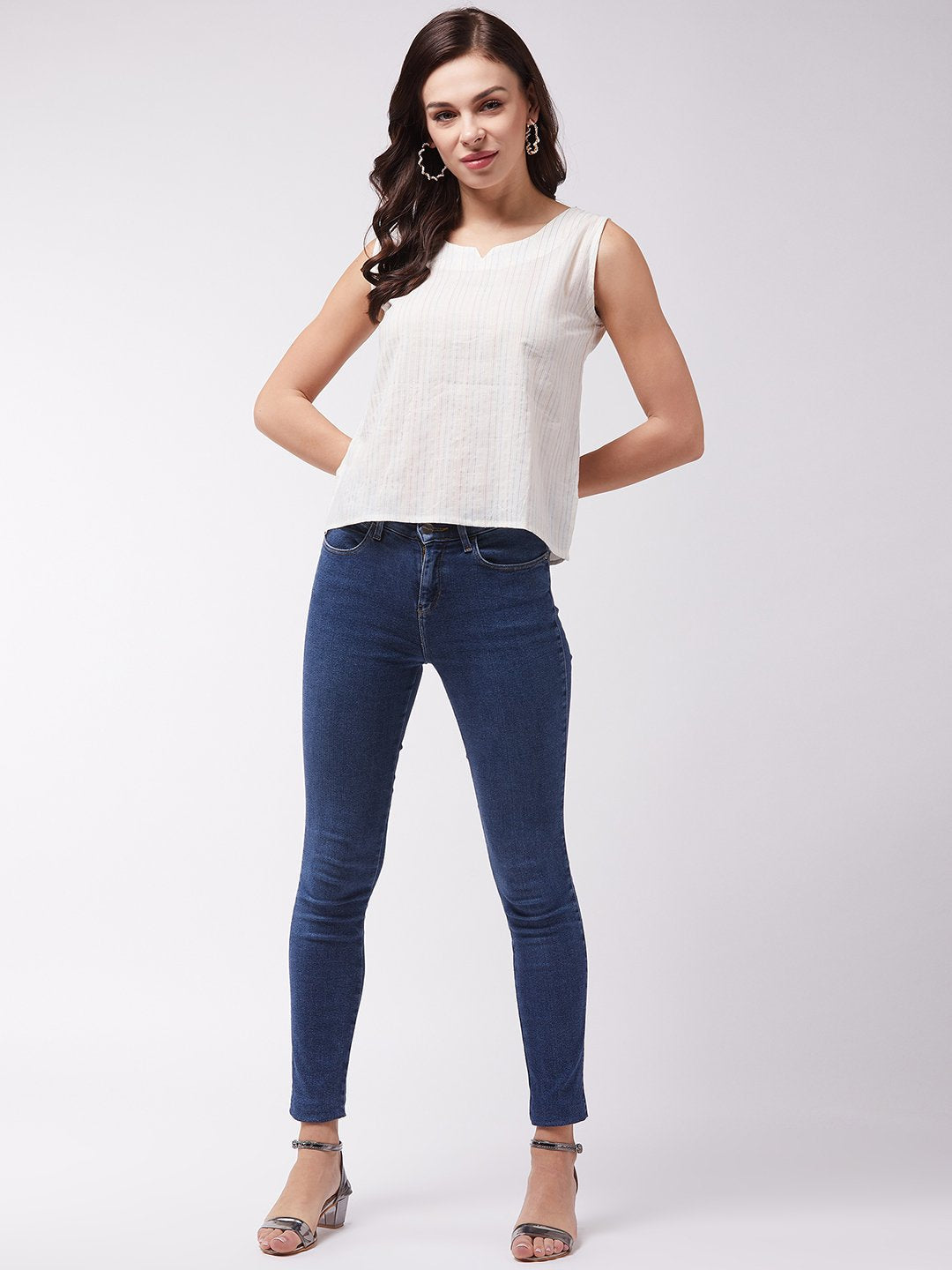Off White Kantha Sleveless Top