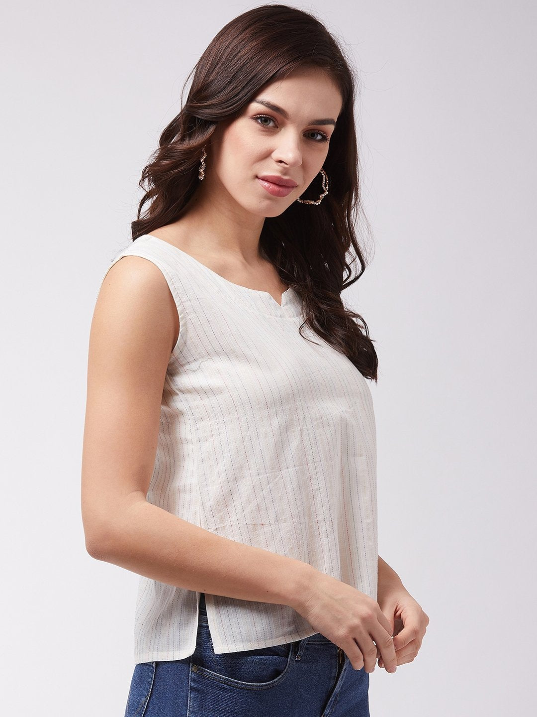 Off White Kantha Sleveless Top