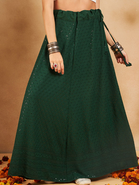Green Chikankari Skirt