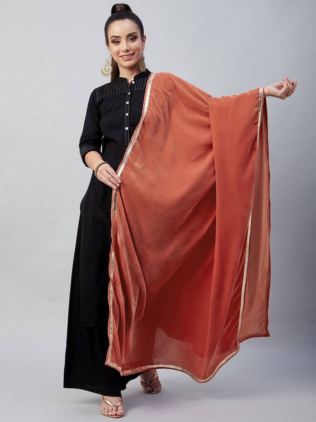 Rust Solid Velvet Shawl