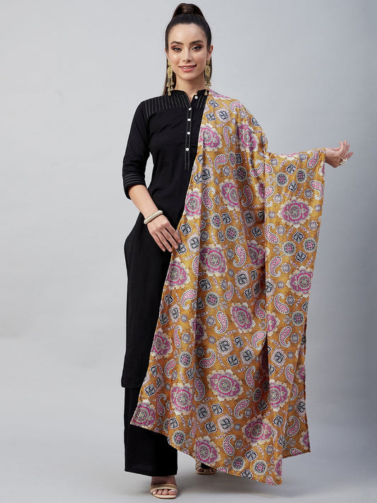 Yellow Printed Velvet Shawl