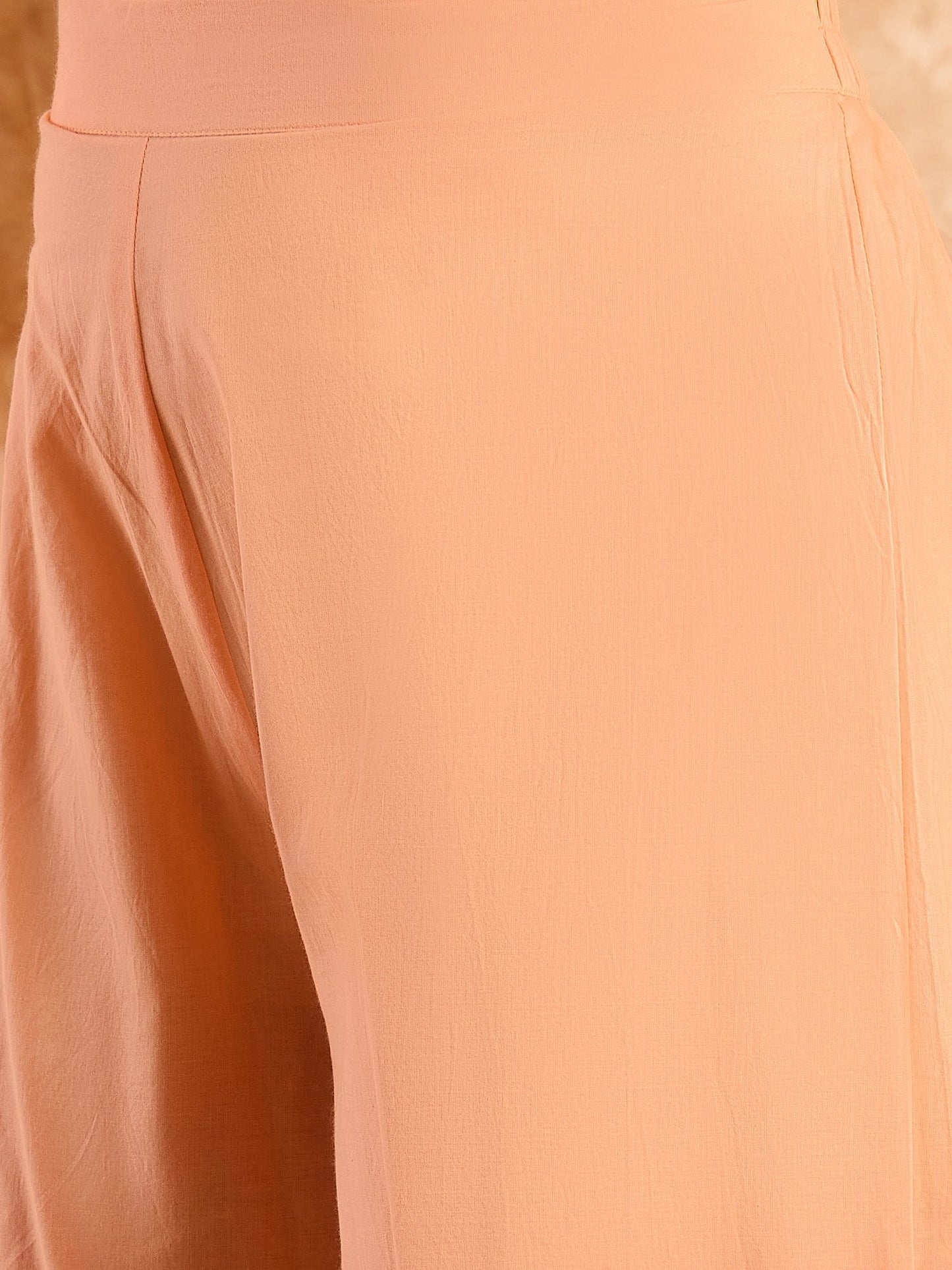 Melon Orange Pastel V Neck Flared Kurta Set (To be dispatched in 12 -15 days)